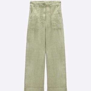Wide Leg Linen Pants in Sage Green